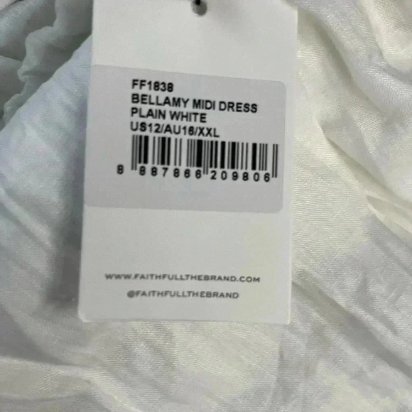 NWT Faithfull the Brand Bellamy Bridal Graduation Linen Midi Dress Plain White - Picture 5 of 5